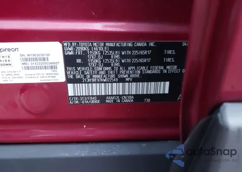2019 Toyota Rav4 Le from USA, damaged, VIN 2T3H1RFV7KW022549